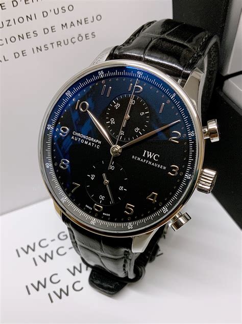 iwc portoghieser chronograph black dial iw371447|IW371609.